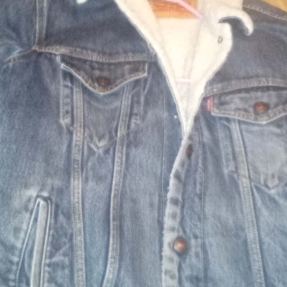Blue Denim teddy jacket Men L